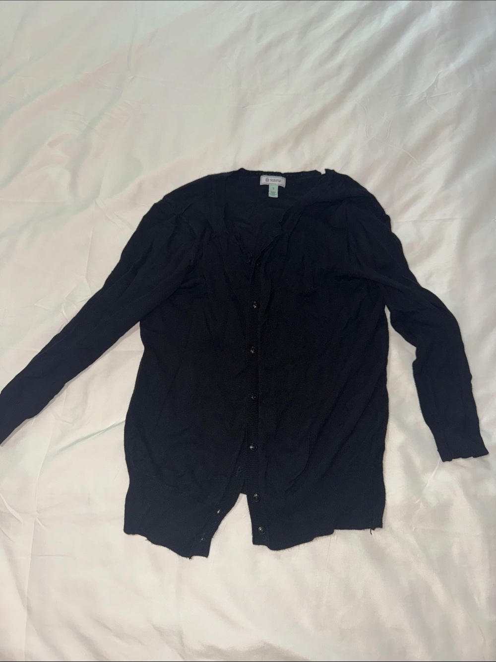 Susina Black Button-Front Lightweight Cardigan